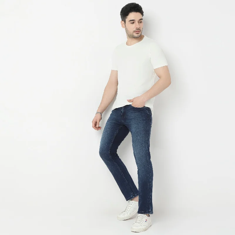 Cycling Jeans for Biking -Union of Denim™ Adv Extra Strtech Indigo "Knit" Fabric  Classic Wash Soft Feel Jeans - Straight Slim Fit