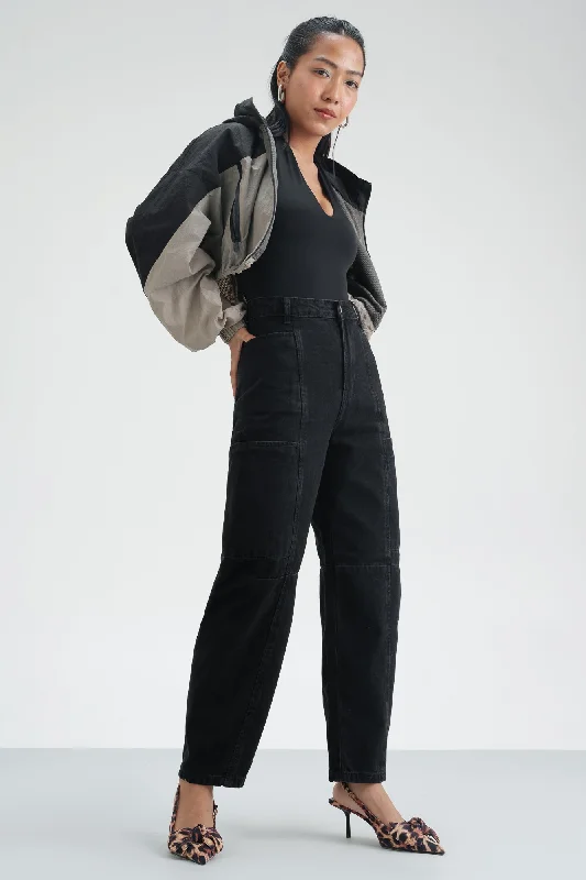 Wide Leg Jeans for Comfort -Solid Black Baggy Jeans