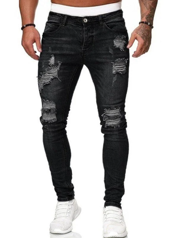 Capri Jeans for Beach Style -Men Distressed Skinny Jeans