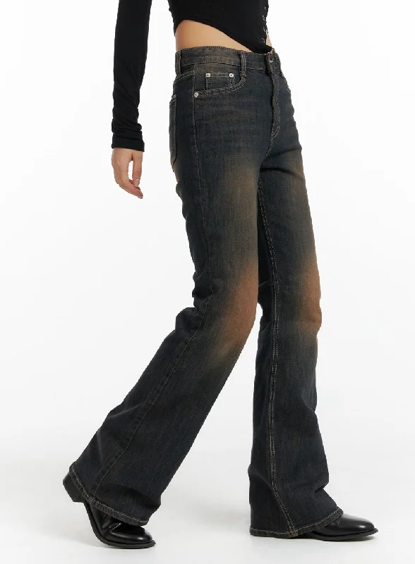 Outdoor Jeans for Adventures -Swashed Slim Flared Jeans CF416