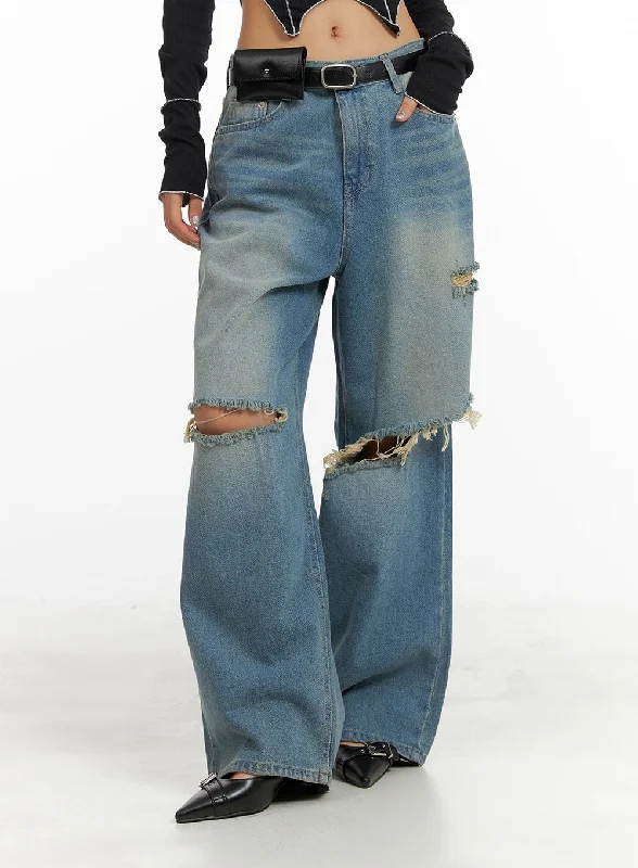 Bermuda Shorts Jeans for Modesty -Ripped Baggy Jeans CA416