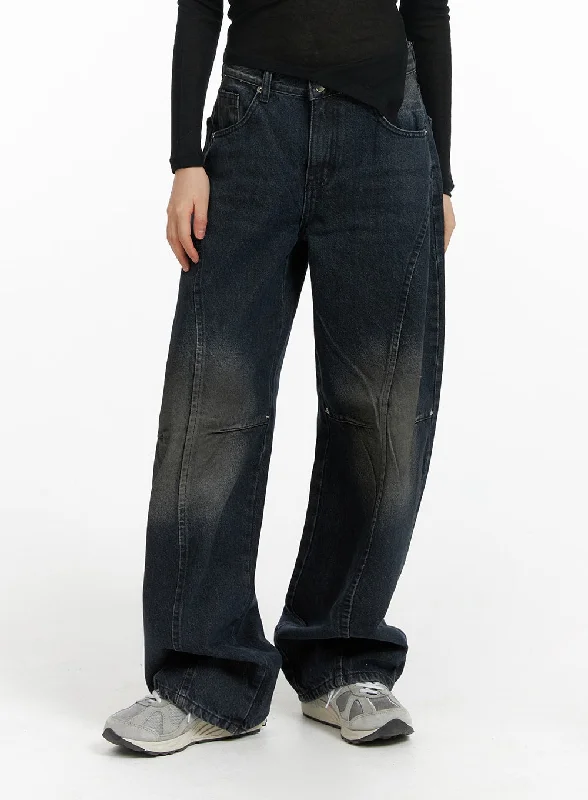 Work Jeans for Tough Jobs -Washed Denim Baggy Jeans CF422