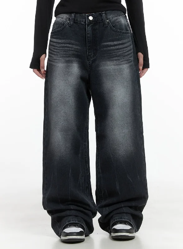 Weekend Jeans for Lazy -Holly Wide Washed Baggy Jeans CS419