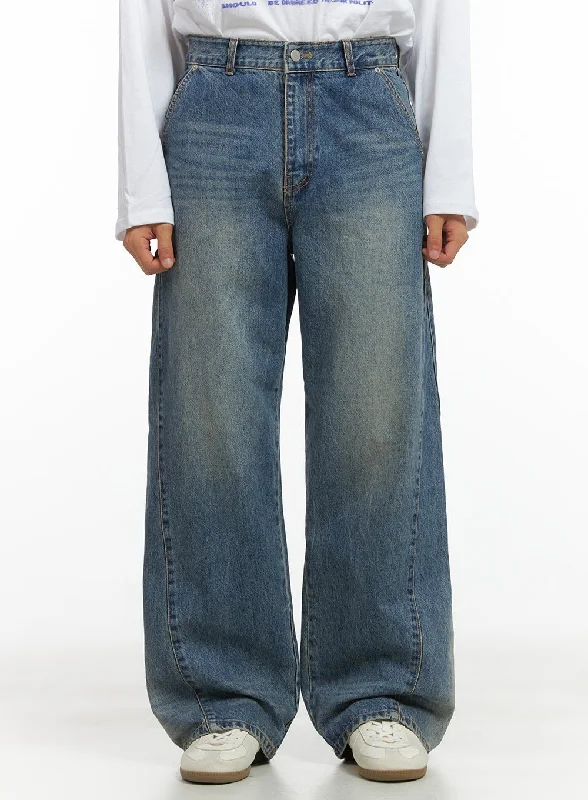 Fishing Jeans for Water -Men's Subtle Stitch Wide Leg Jeans CO408