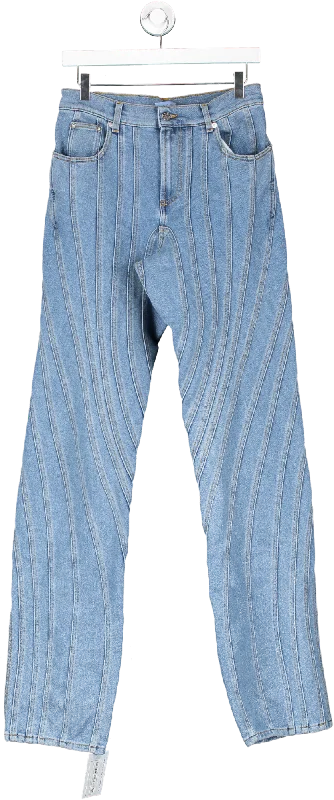 Faded Jeans for Laid-back -Mugler Blue Spiral Baggy Jeans UK S/M