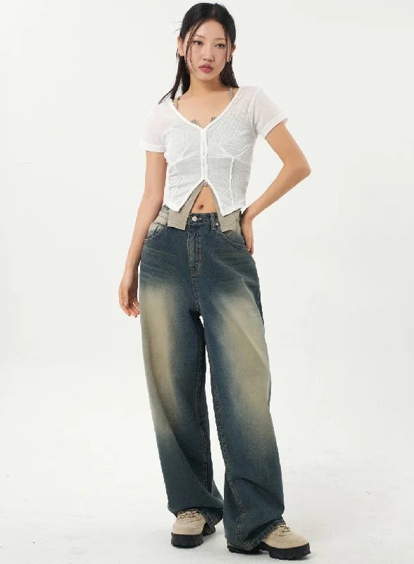 Blue Jeans for Everyday Wear -Mid-Rise Baggy Jeans CA325