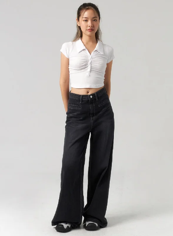 Faded Jeans for Laid-back -Oversized Leg Jeans CL303