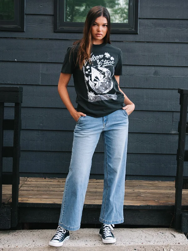 Flare Jeans for Retro Vibe -1991 Stoned Low Rise Jeans - Blue Drift