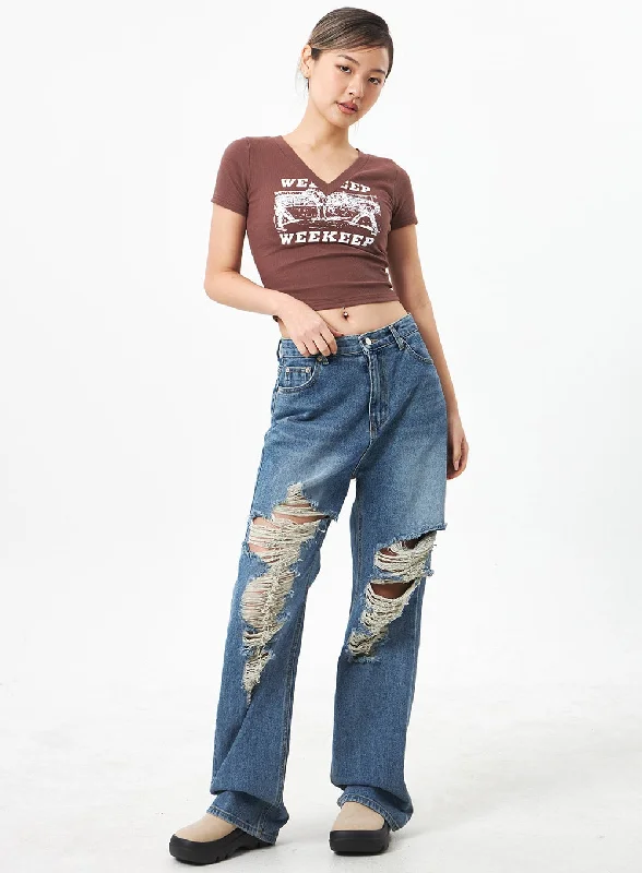 Boyfriend Jeans for Relaxed -Wide Ripped Jeans CA304