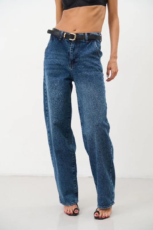 Relaxed Jeans for Comfortable -High Rise Blue Baggy Jeans