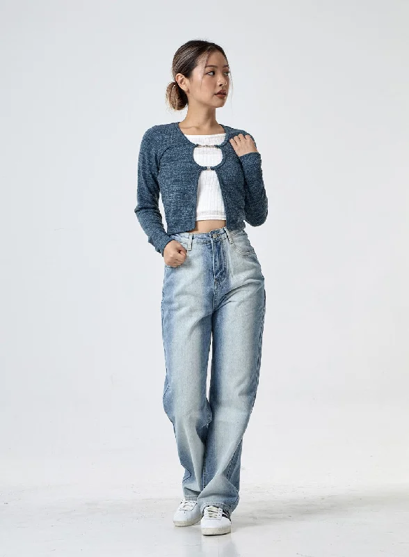 Studded Jeans for Punk -Washed Light Blue Jeans CG25