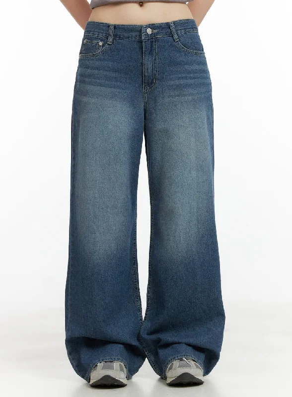 Hunting Jeans for Woods -Low-Rise Washed Denim Baggy Jeans CL422