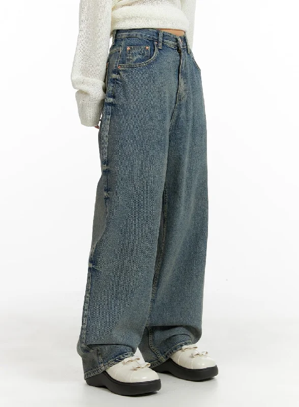 Back Pocket Jeans for Design -Urban Chic Washed Baggy Jeans CM411