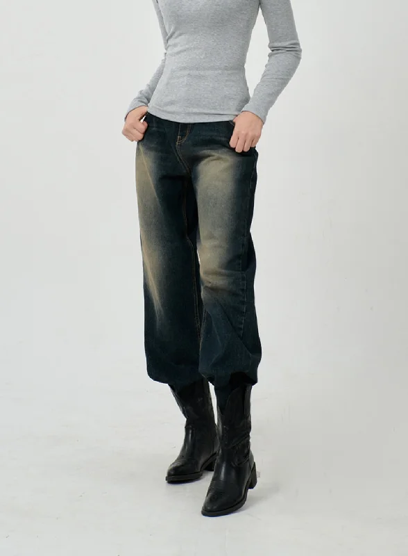 High-end Jeans for Exclusivity -Vintage Washing Baggy Jeans ID23