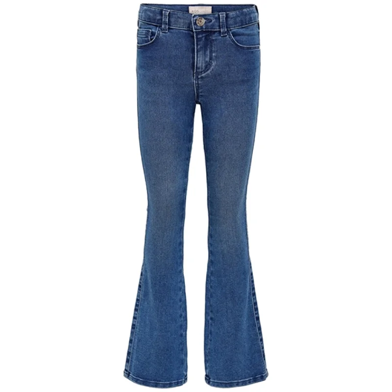 Cropped Jeans for Summer Look -Kids ONLY Medium Blue Denim Royal Life Regular Flared Jeans Noos