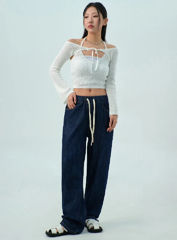 Maxi Skirt Jeans for Elegant -Drawstring Jeans CY330