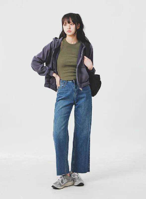 Low Waisted Jeans for Casual -High Waist Mid-Wash Jeans BA305