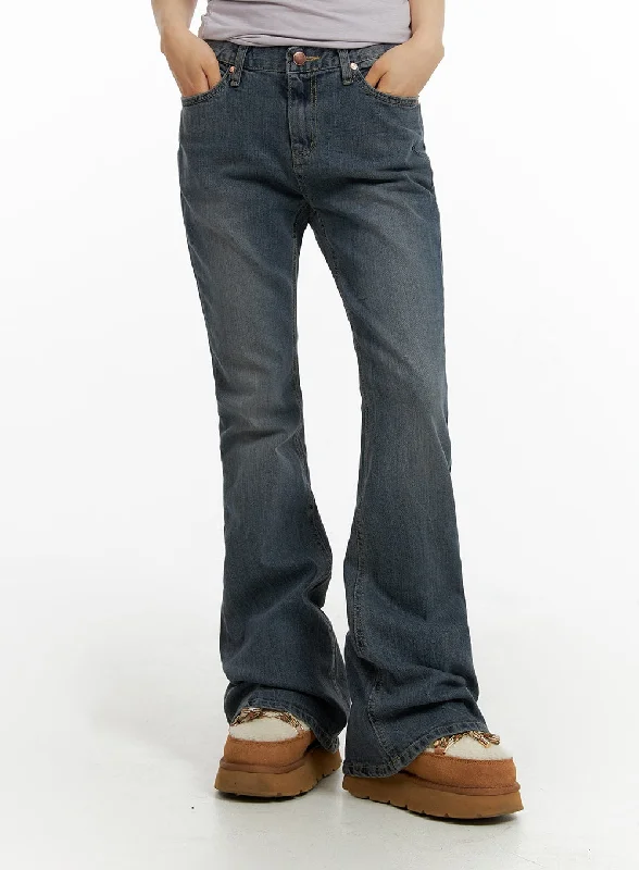 Hiking Jeans for Trail -Slim Washed Flared Jeans CF416