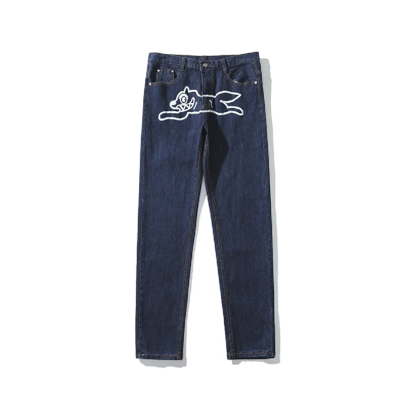 Straight Jeans for Classic Style -Hip-Hop Dog Print Jeans