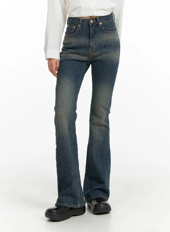 Four Pocket Jeans for Simplicity -Washed Flared Jeans CM413