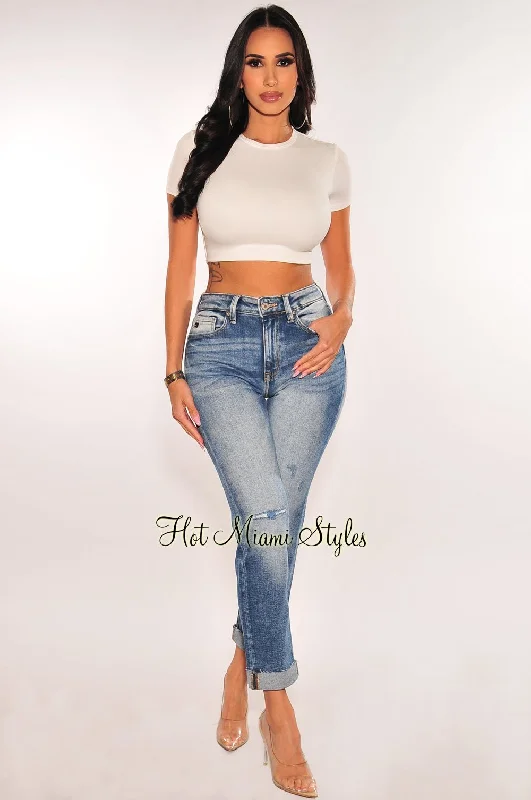 Organic Jeans for Natural -Dark Denim Wash High Waist Jeans