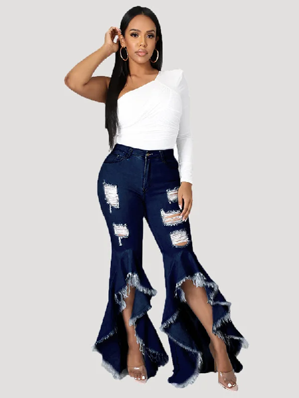 Casual Friday Jeans for Relaxed -Solid High Waist Jeans