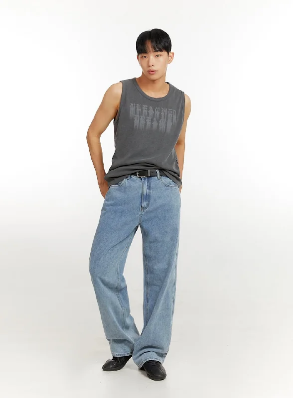 Party Jeans for Night Out -Men's Baggy Jeans (Light Blue) IU426