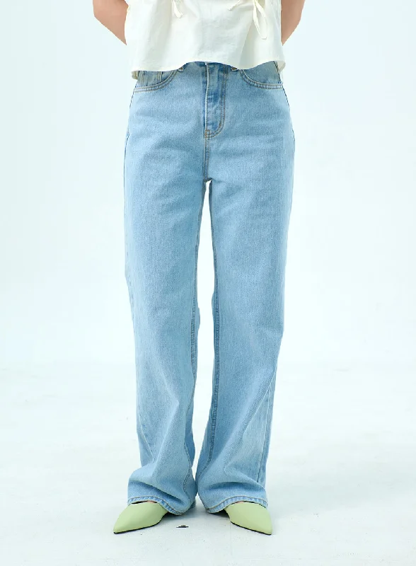 Yoga Jeans for Stretch -Wide Light Wash Jeans OY318