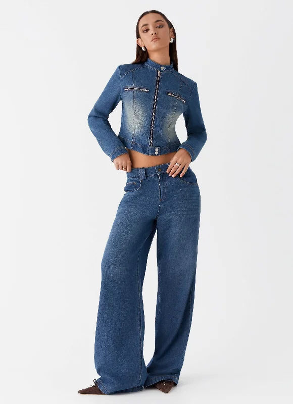 Affordable Jeans for Budget -Ride Elegant Baggy Jeans - Vintage Blue Wash