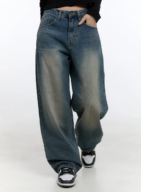 Recycled Jeans for Green -WIlla Casual Wash Baggy Jeans CS406