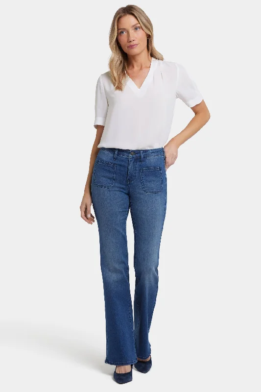 Embellished Back Pocket Jeans for Glamour -Ava Flared Jeans - Tideway