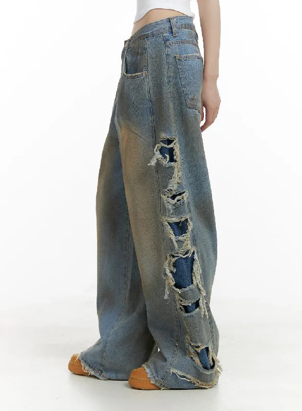 Mini Skirt Jeans for Flirty -Destroyed Baggy Jeans CA411