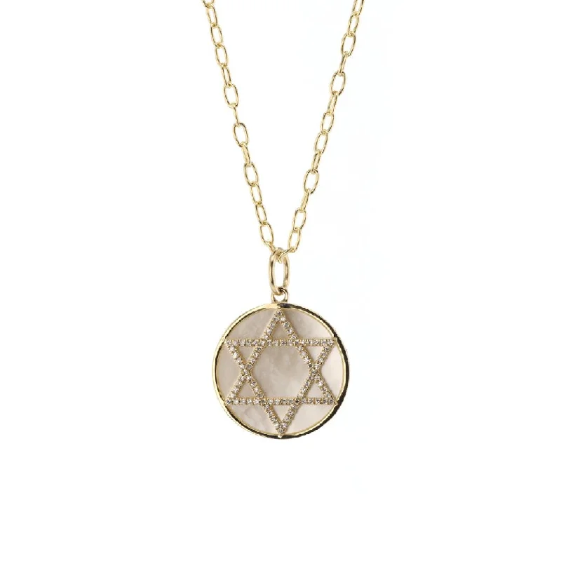 Best necklaces and pendants with intricate filigree for vintage-inspired elegance-Mother of Pearl & Diamond Star of David Pendant