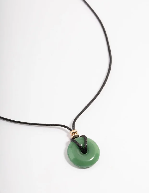 Personalized necklaces and pendants with coordinates for a meaningful location-based gift-Gold Jade Donut Cord Necklace