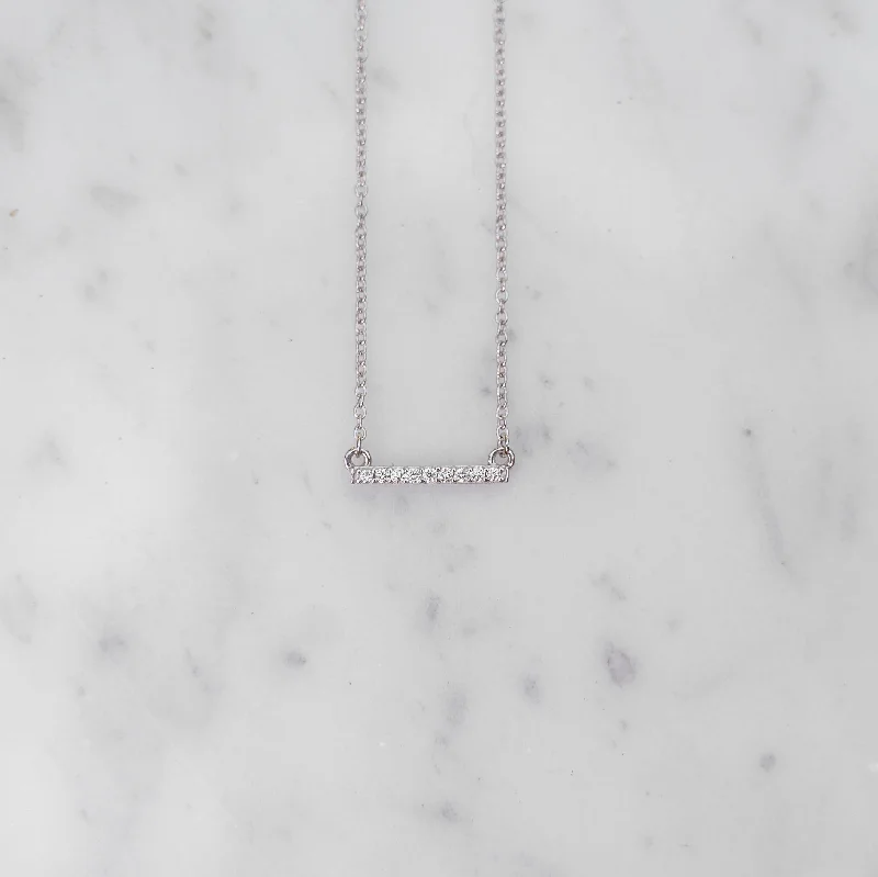 Necklaces and pendants with matching rings for a coordinated set of jewelry-Petite Diamond Bar Necklace | 14-Karat