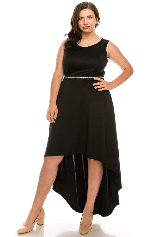 Plus size dresses for special occasions dazzle effortlessly -Shelby Nites - N281 Sleeveless Scoop Neck High Low Dress