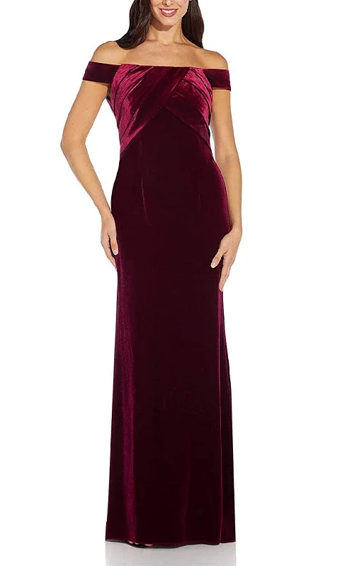 Plus size dresses featuring floral patterns feel fresh -Adrianna Papell AP1E206226 - Velvet Sheath Evening Gown