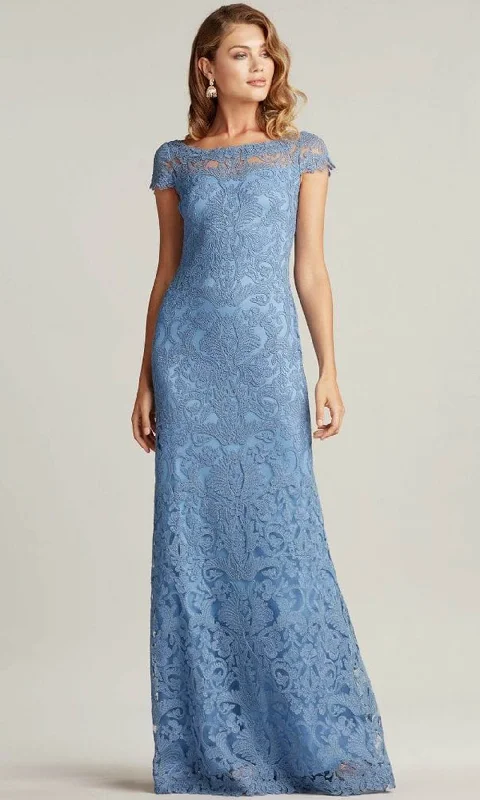 Plus size dresses for winter layer warmly -Tadashi Shoji ALX1812LY - Adena Corded Embroidery Gown