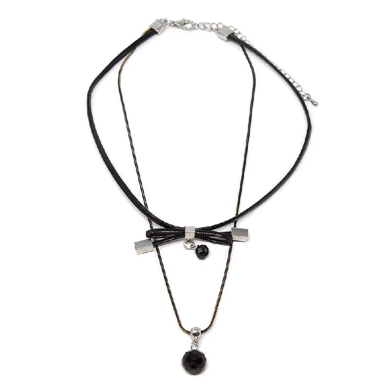 Best necklaces and pendants with heart-shaped designs for a romantic look-Double Choker Necklace Black Bow