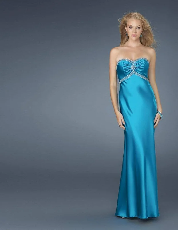 Plus size dresses with empire waists cinch nicely -La Femme Gigi - 14574 Luminously Ruched Sweetheart Sheath Gown