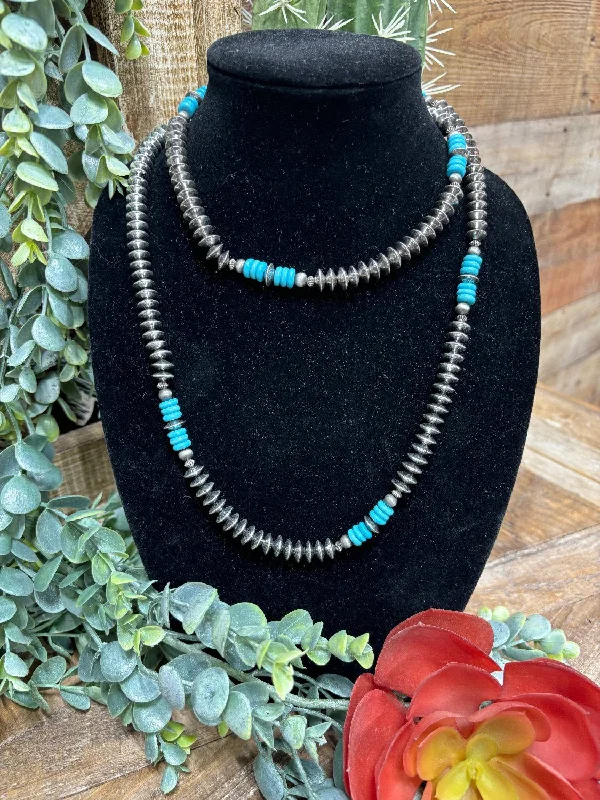 Simple necklaces and pendants with tiny charms for a delicate and casual vibe-Wrangler Silver & Turquoise Beaded Necklace