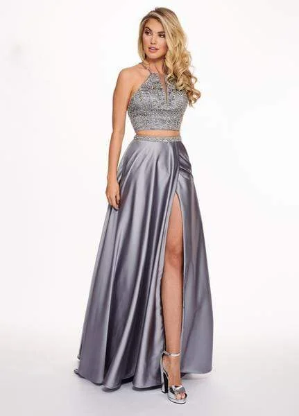 Plus size dresses for cold seasons warm up -Rachel Allan - 6497 Beaded Ornate Two-Piece Satin Gown