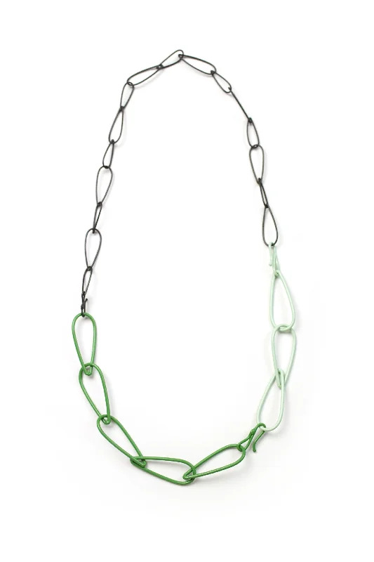 Trendy necklaces and pendants with geometric shapes for a modern aesthetic-Modular Necklace in Steel, Fresh Green, and Soft Mint