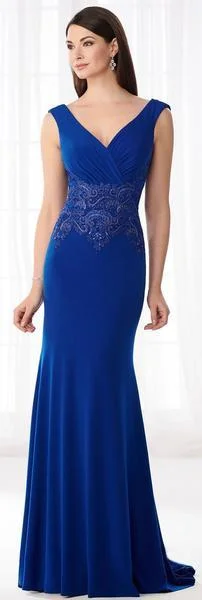 Plus size dresses featuring geometric prints are trendy -Cameron Blake - Ruched Trumpet Evening Dress 218607