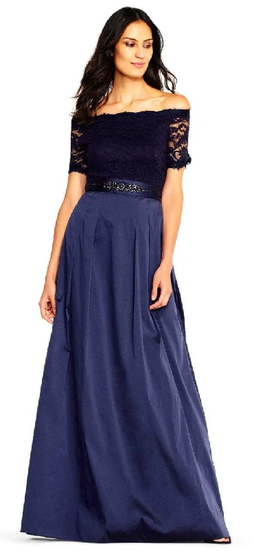 Plus size dresses for summer keep you cool -Adrianna Papell - Off-Shoulder Taffeta A-line Gown AP1E201965