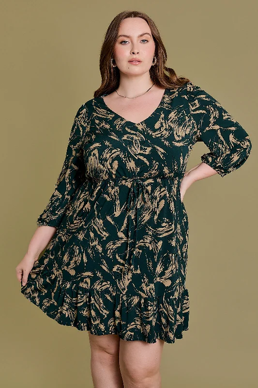 Plus size dresses with durable weaves endure wear -Plus Size Drawstring Waist Buttoned Bust Mini Dress