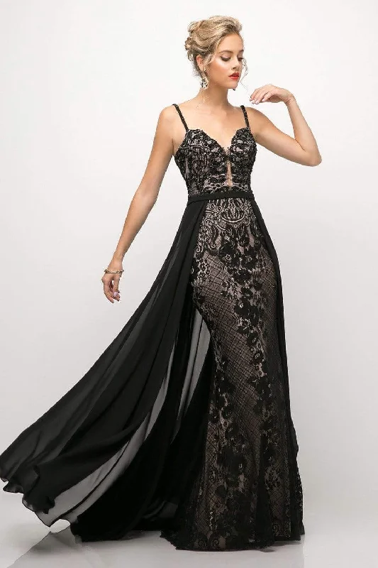 Plus size dresses for outdoor events stay comfy -Cinderella Divine - UT254 Lace Deep Sweetheart Dress With Overskirt