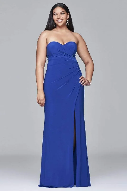 Plus size dresses for festive events shine loud -Faviana - Sweetheart Bodice Dress with High Slit 9413 - 1 pc Black In Size 22W Available