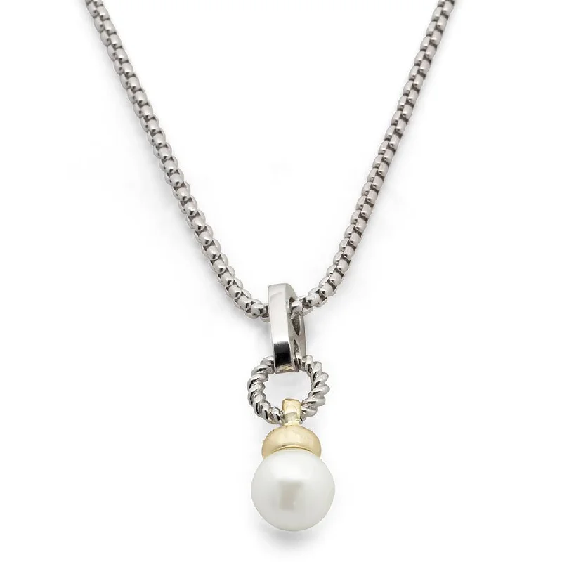 Best necklaces and pendants with rose gold for a warm and romantic appeal-Two Tone Pearl Pendant Necklace