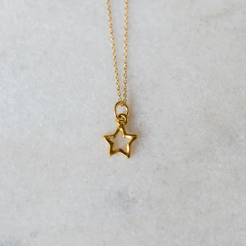 Fashionable necklaces and pendants with birthstones for a personalized gift idea-Tiny Open Star Necklace for Baby and Child